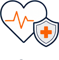 Corazón con pulso y escudo médico